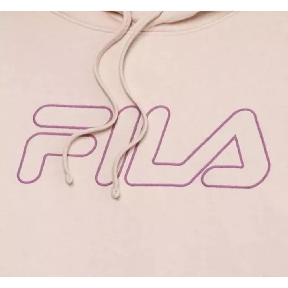 Fila Womens Midweight Fleece Pullover Logo Hoodie Color Sand Dollar Size M AG6 - Picture 2 of 3